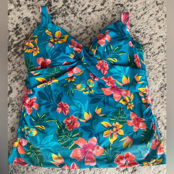 Lands’End Tankini Swim Twist Front top and matching bikini bottoms size 18 - Picture 2 of 10